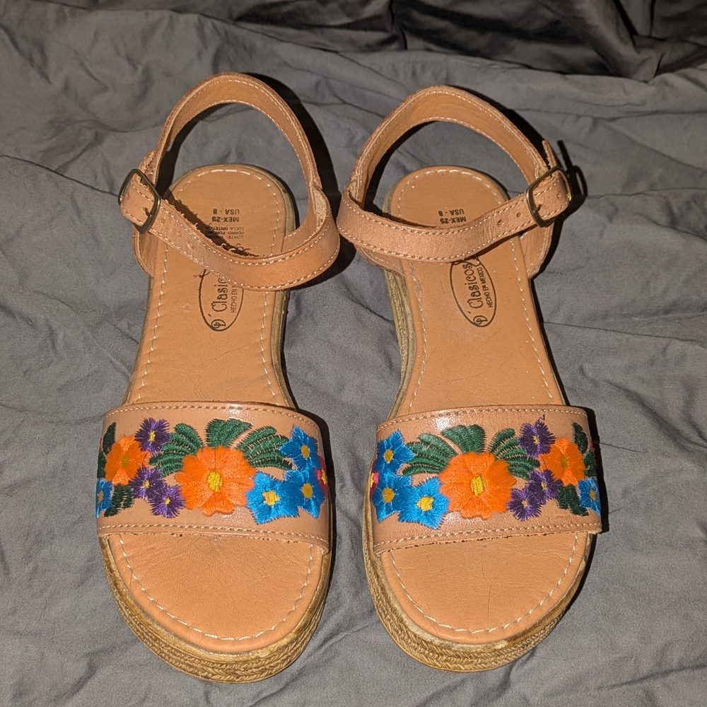 Colorful Floral Embroidered Sandals
